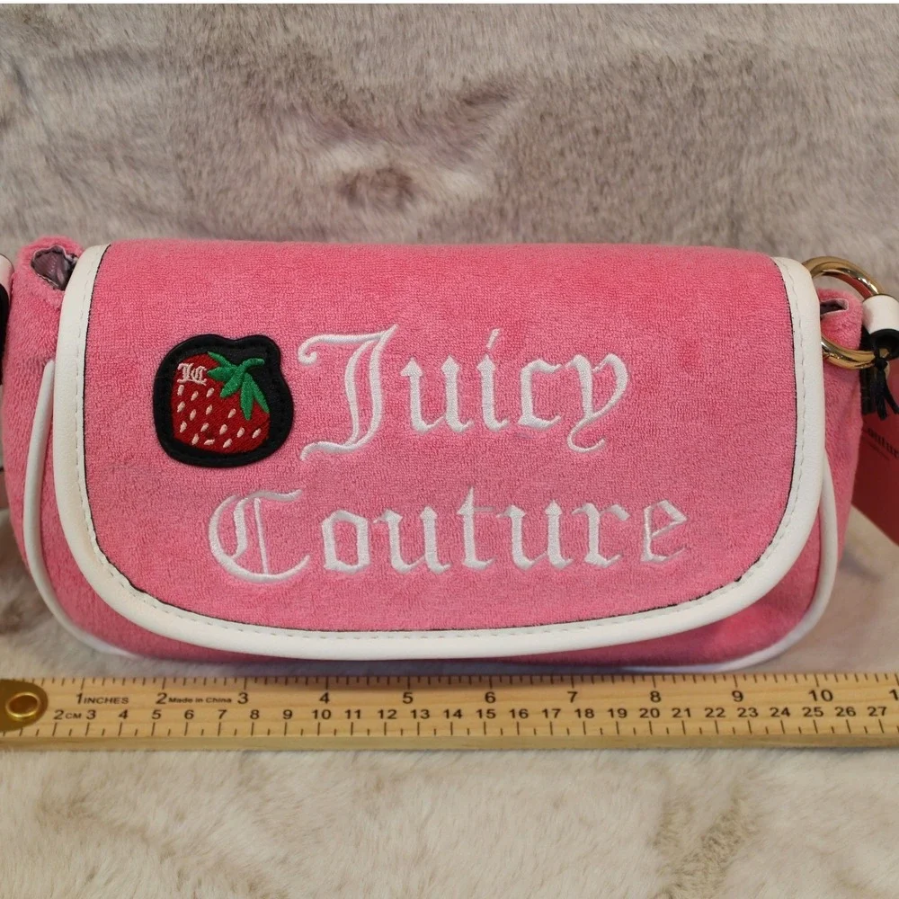 Juicy‎ Couture Pink Strawberry Y2K Tote Shoulder / cross body Bag Bow Crown NWT - Picture 4 of 9